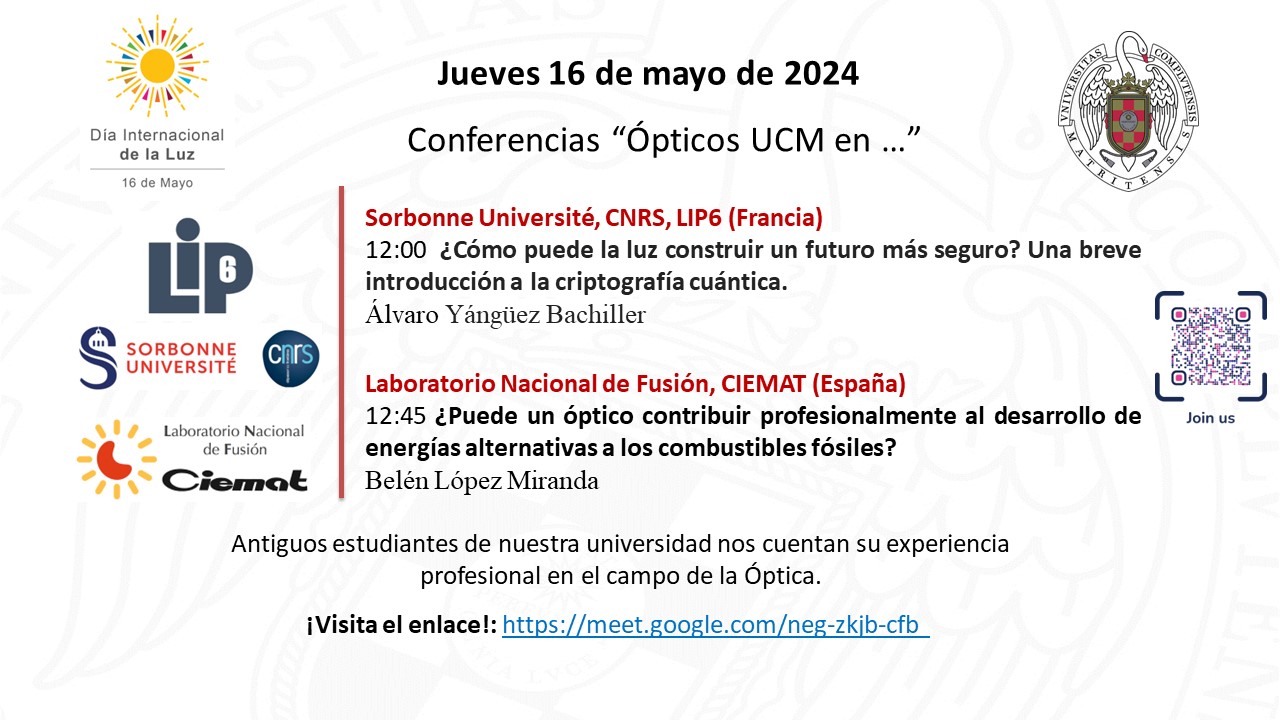 Día Internacional de la luz 2024: Conferencias "Ópticos UCM en ..."